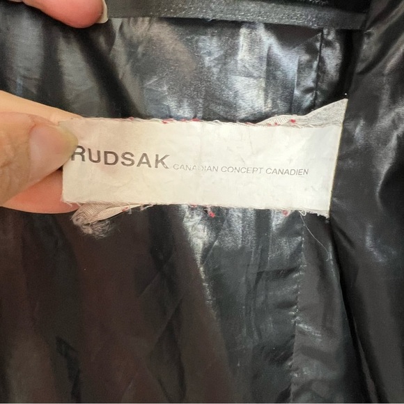 RUDSAK Atelier Noir black down parka fur collar winter coat S - Picture 11 of 15